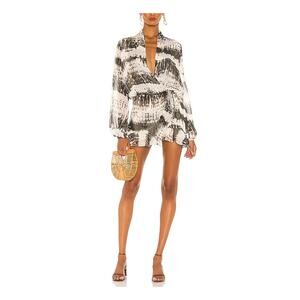 Rococo Sand Black and White Printed Long-Sleeve Mini Dress